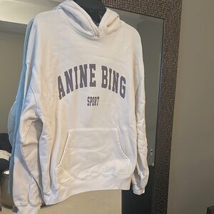 Anine Bing White Accent Hoodie with Textured Fabric